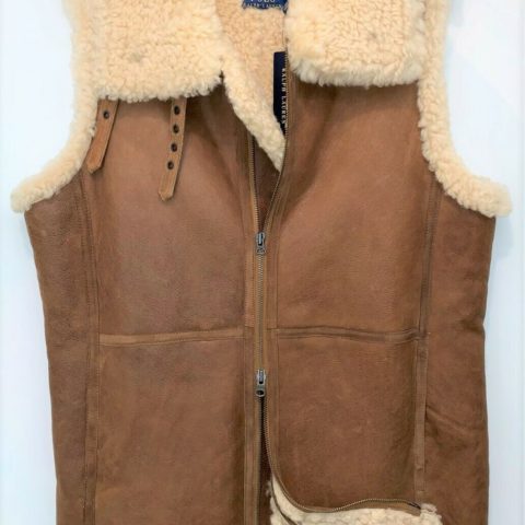 Polo Ralph Lauren Women's Brown Leather Shearling Fur Vest